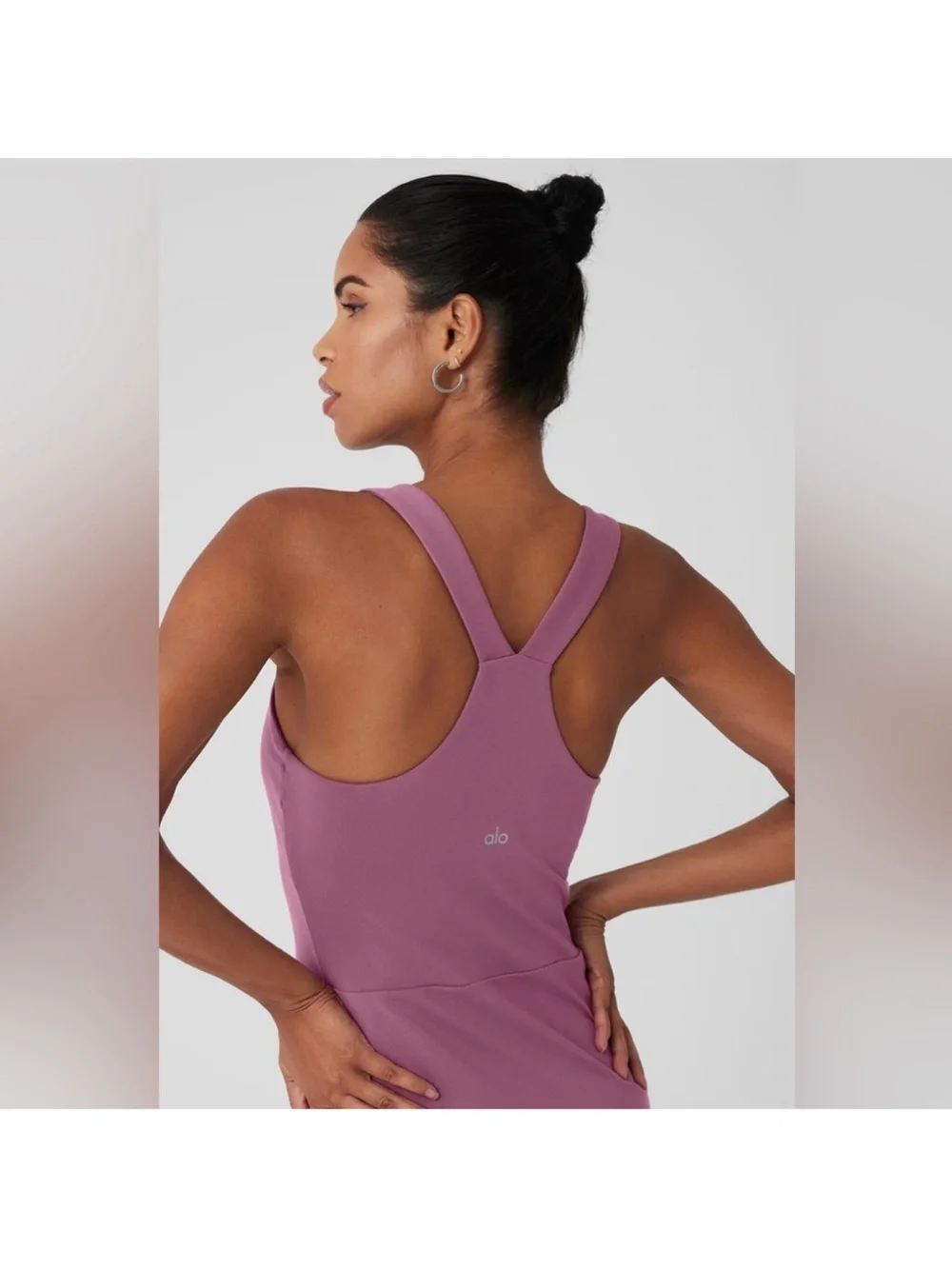 ALO Yoga Mauve V-Neck Racerback Mini Dress